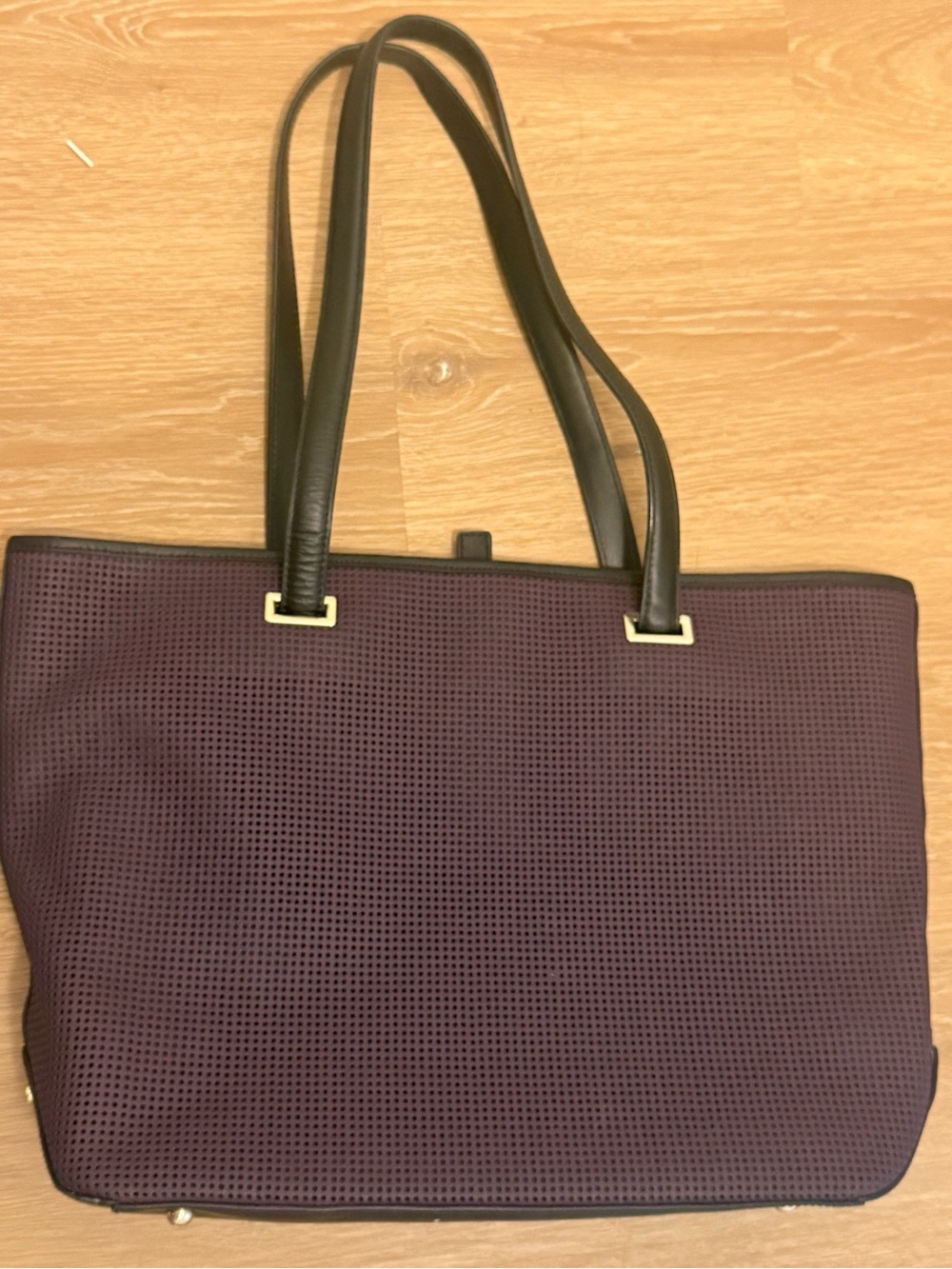 Lo & Sons Perforated Plum Tote with Black Handles